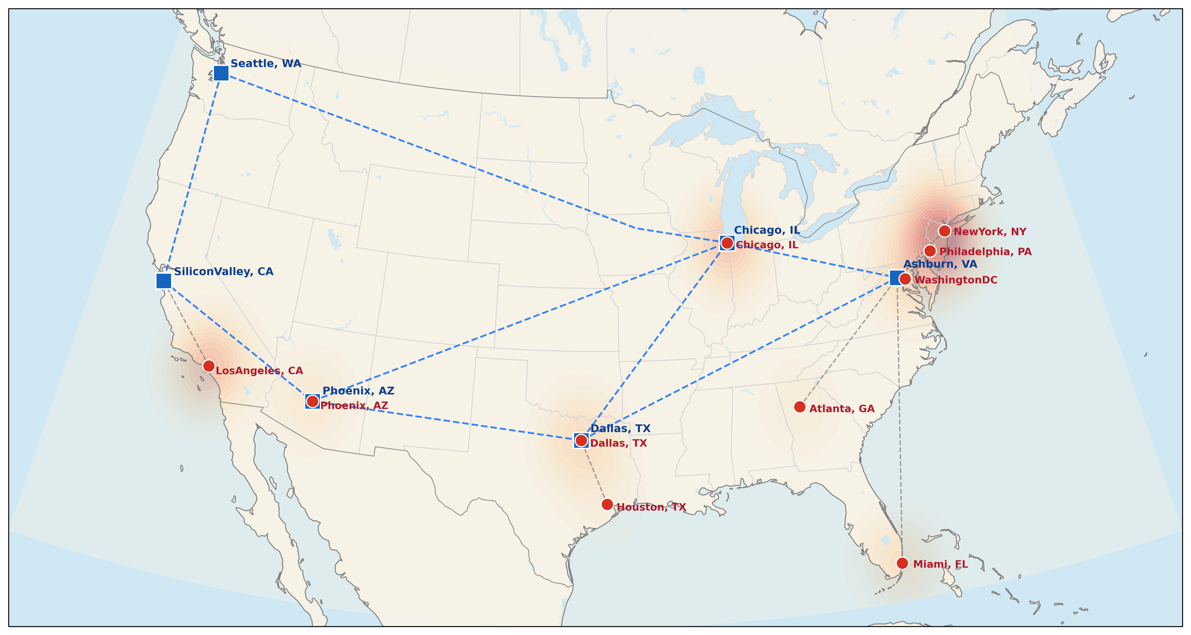 US data center demand map
